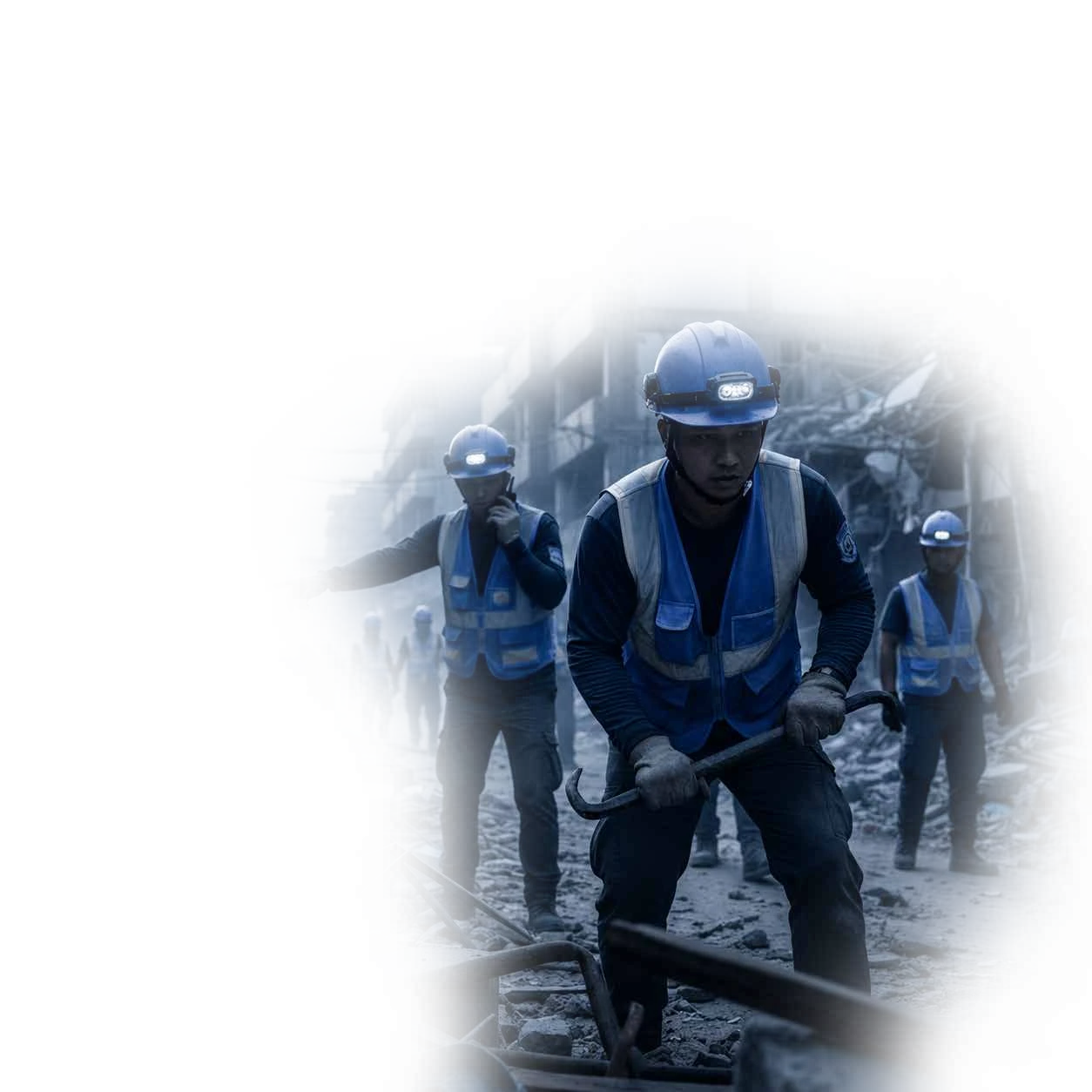 Brigadistas coordinando operaciones de respuesta en terreno