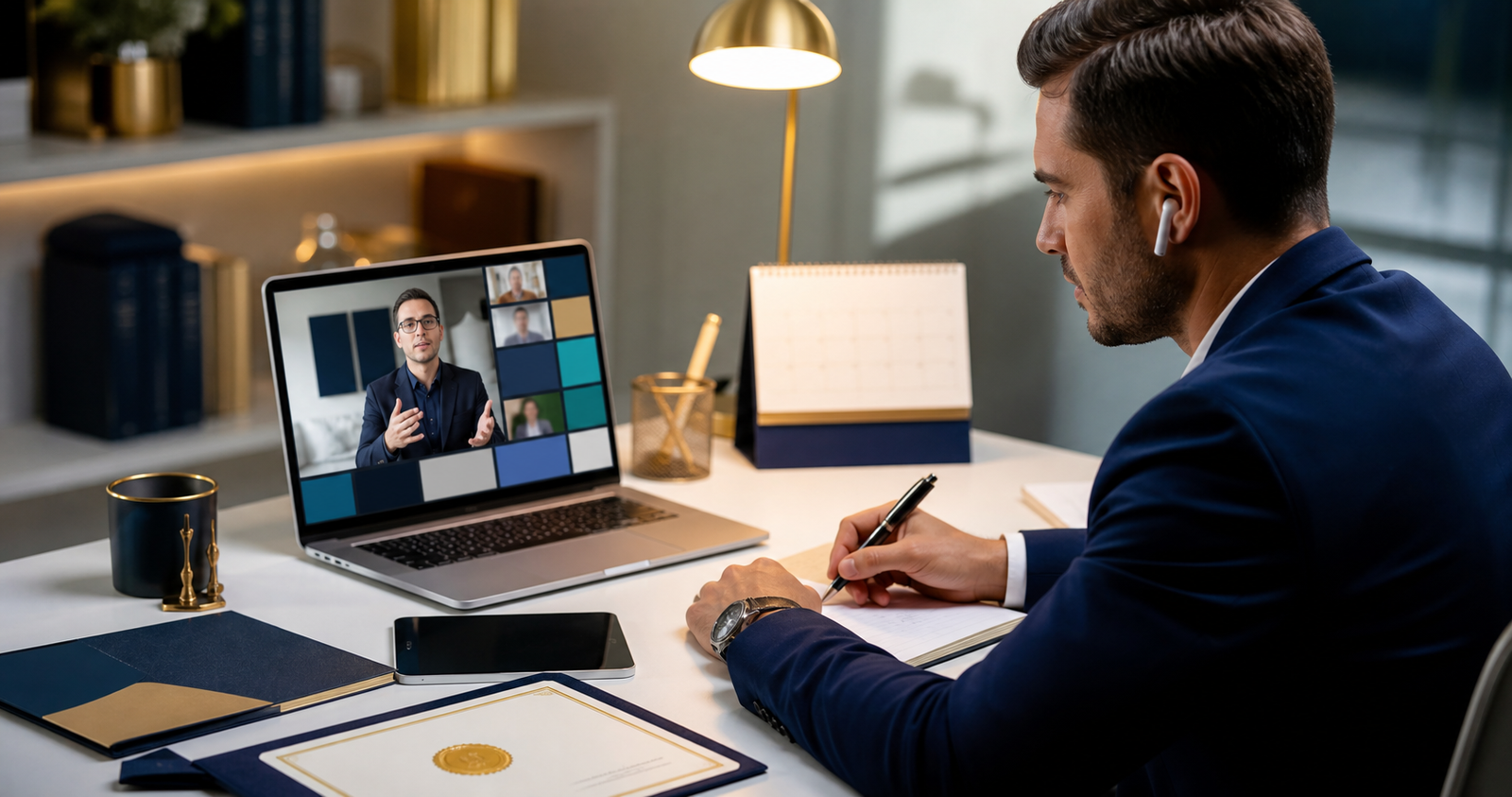 Participante tomando una certificación online en vivo