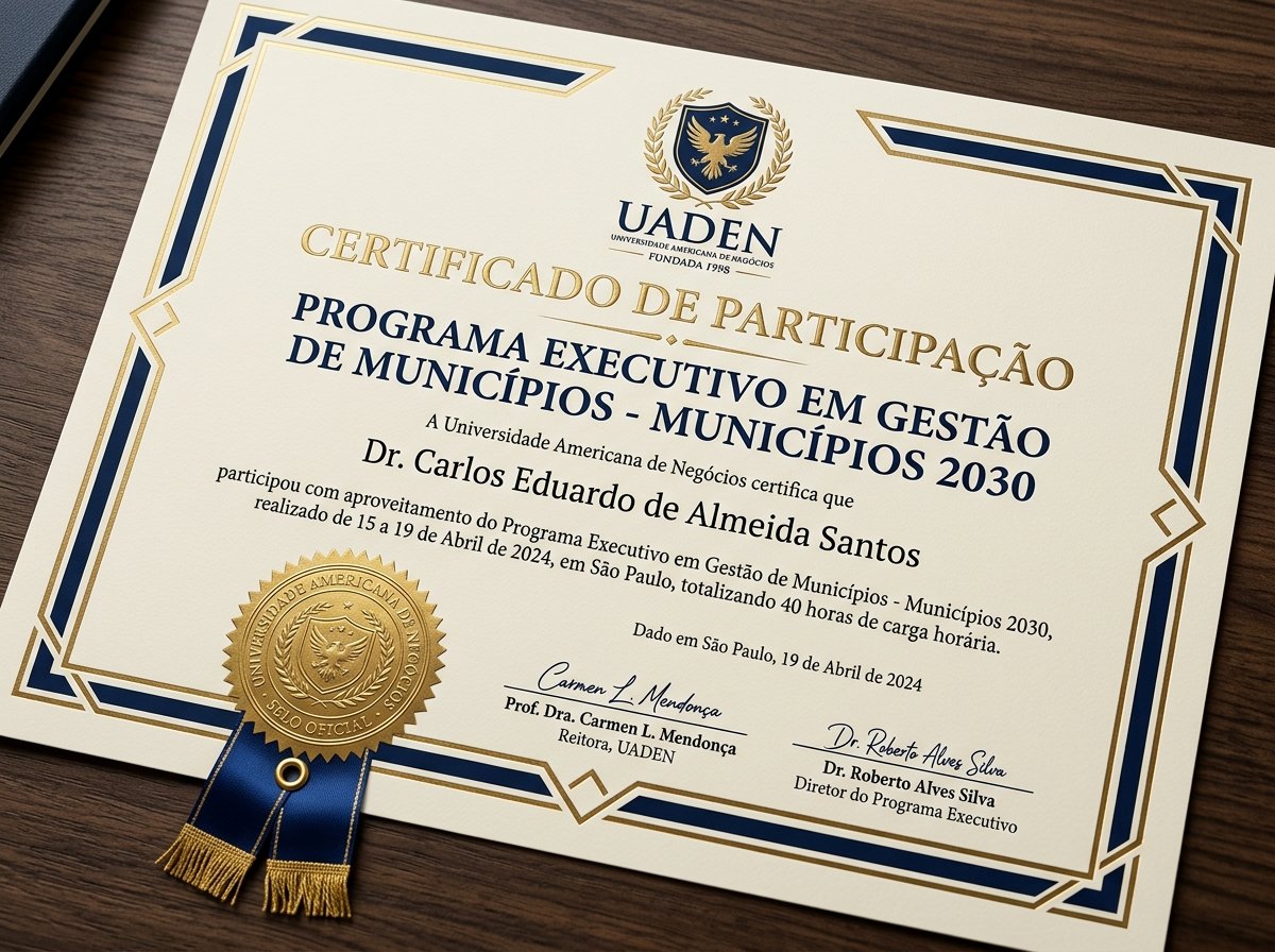 Certificado Internacional de Participação UADEN - Municípios 2030
